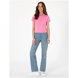 Pembe Regular Fit Pamuklu Polo Yaka Basic Tişört