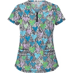 UA Wild At Heart Pewter Print Scrub Top