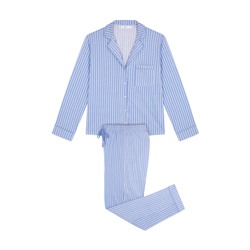 Pijama camisero largo 100% algodón rayas azules