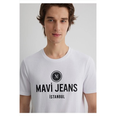 Mavi Jeans Baskılı Beyaz Tişört Slim Fit / Dar Kesim 066195-620