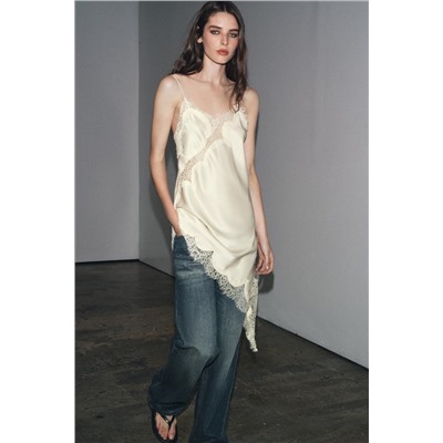 VESTIDO ASIMÉTRICO ENCAJE ZW COLLECTION