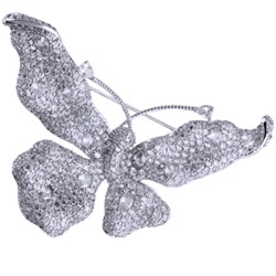 Брошь Бабочка (белый фианит; покрытие родий), Есть комплект