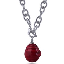 Кулон Якорь (Майорка 18мм вишневая; покрытие родий) 50см, Есть комплект