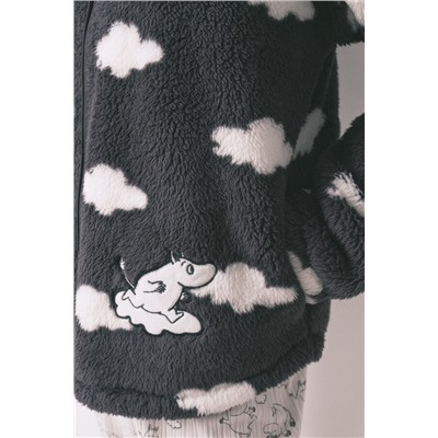 Bata corta polar gris estampado nubes Moomin