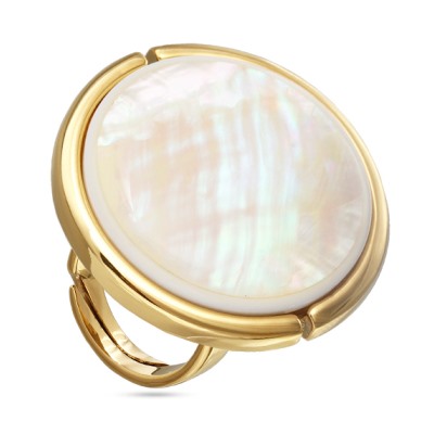 Кольцо Амфитрита (перламутр 35мм белый; покрытие золото), Есть комплект