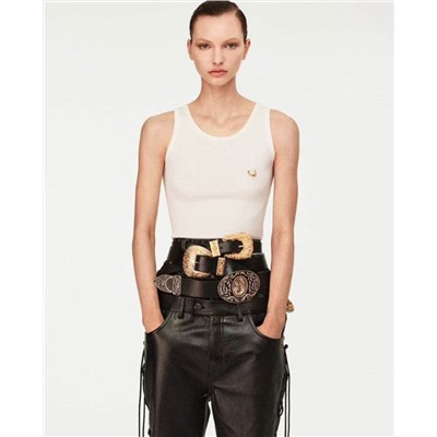 Женская майка с минималистическим, но эффектным украшением  (2 цвета) Шиапарелл*и