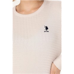 Kadın Krem Bisiklet Yaka Basic Kazak