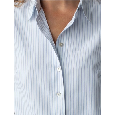 Укороченная блузка с рукавами буфами и с кулиской по низу из хлопка