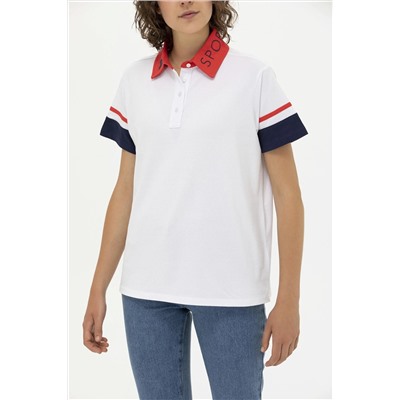 Kadın Beyaz Polo Yaka Tişört