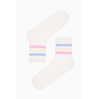 Penti Colored Stripe Tenis Pembe Beyaz 3lü Soket Çorap