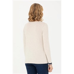 Kadın Taş Melanj Bisiklet Yaka Kazak