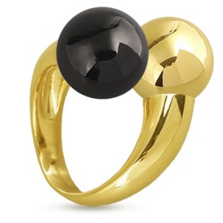 Кольцо Дуэт (Майорка 14мм черная; покрытие золото), Есть комплект