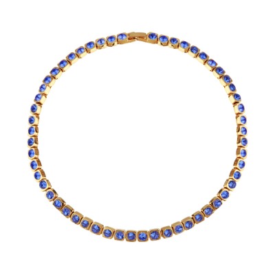 Колье Теннис (кристаллы SW сапфир 4мм; покрытие золото) 36-39см, Есть комплект