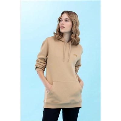 Kum Kapüşonlu Basic Sweatshirt