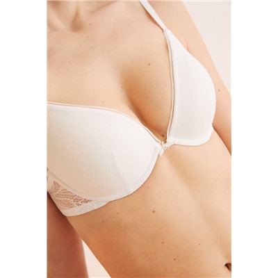 GORGEOUS Sujetador push up encaje tul blanco