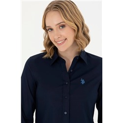 Kadın Lacivert Uzun Kollu Basic Gömlek