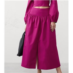 Poplin Dropped-Waist Maxi Skirt