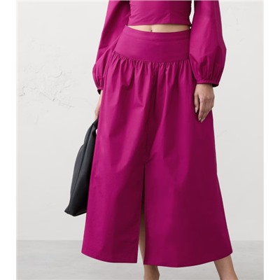 Poplin Dropped-Waist Maxi Skirt