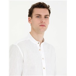 Beyaz Regular Fit Uzun Kollu Gömlek