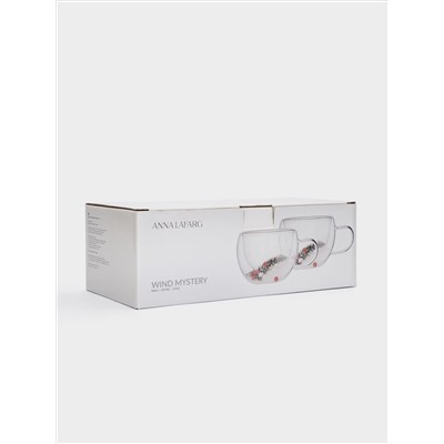 Кружка, 270 мл, 2 шт, стекло Б, с ягодами и еловыми ветками внутри, Wind-mystery