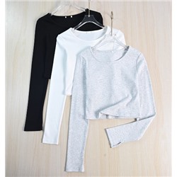 Футболка с круглым вырезом и длинными рукавами