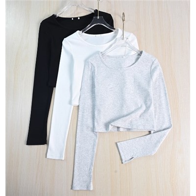 Футболка с круглым вырезом и длинными рукавами