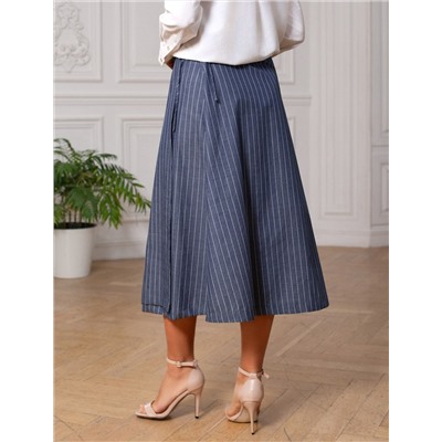 Юбка миди на запАх в полоску из легкого хлопкового поплина