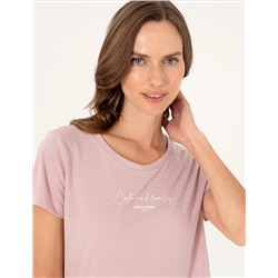 Pudra Kısakollu Pijama Takımı