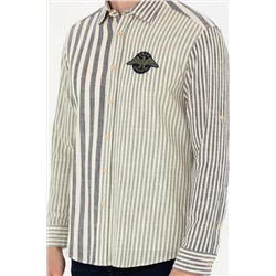 Erkek Çizgili Lacivert Gömlek