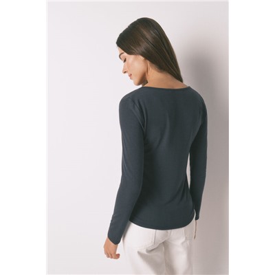 Camiseta punto súper suave gris