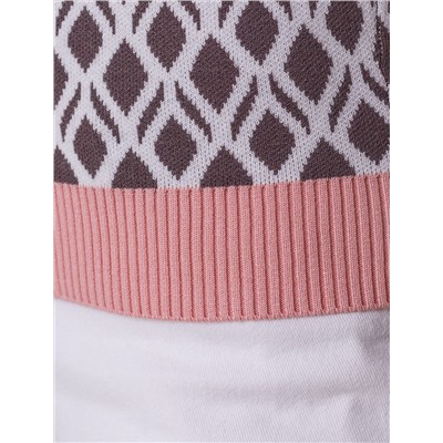 Джемпер с коротким рукавом жаккардовой вязки с принтом ромб