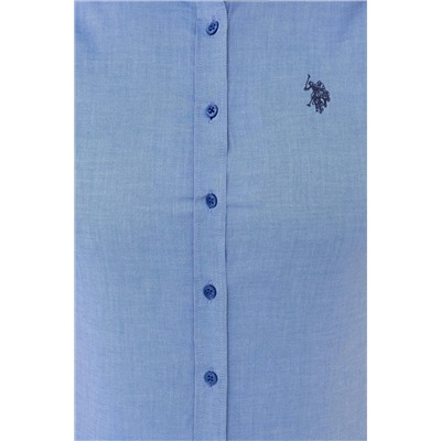 Kadın Saks Uzun Kollu Basic Gömlek