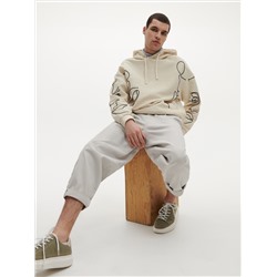 Hoodie aus Strukturjersey mit Stickereidetail