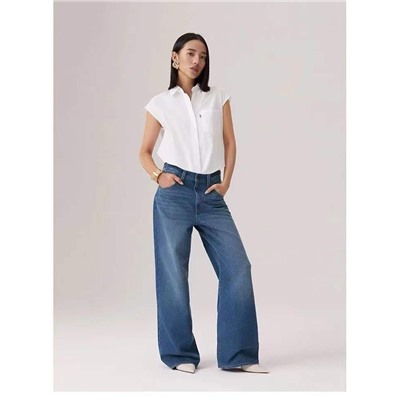 Классические женские прямые джинсы свободного кроя с высокой талией ЛЕВАЙ*С