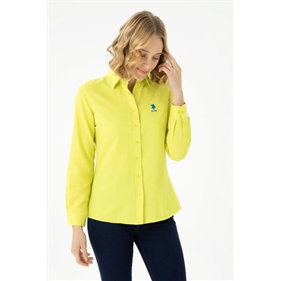 Kadın Neon Sarı Uzun Kollu Basic Gömlek