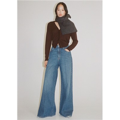 Jeans wide leg tiro alto