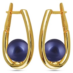 Серьги (Майорка 12мм черничная; покрытие золото), Есть комплект