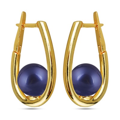 Серьги (Майорка 12мм черничная; покрытие золото), Есть комплект