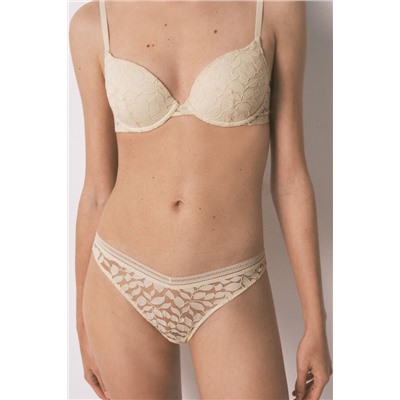 Braga clásica encaje cintura "V" beige