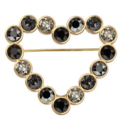 Брошь Сердце (кристаллы SW микс; покрытие золото), Есть комплект