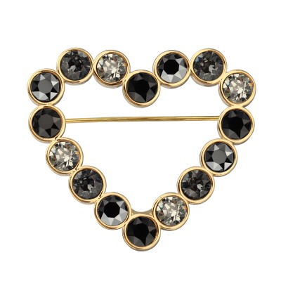 Брошь Сердце (кристаллы SW микс; покрытие золото), Есть комплект