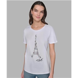 JEWELED EIFFEL TOWER LOGO TEE