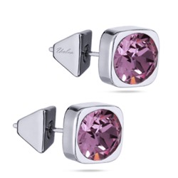 Пусеты Теннис (кристаллы SW аметист 8мм; покрытие родий), Есть комплект