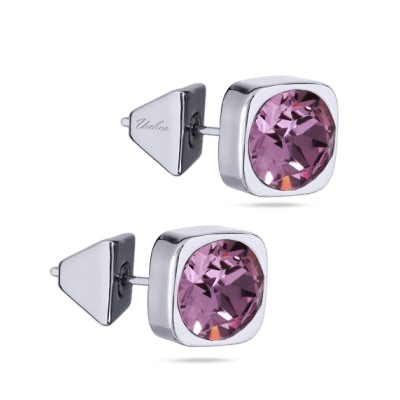 Пусеты Теннис (кристаллы SW аметист 8мм; покрытие родий), Есть комплект