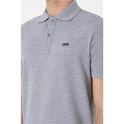 Erkek Regular Fit Polo Yaka Gri Melanj Basic Tişört