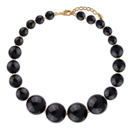 Колье Сфера (смола черная 14-30мм; покрытие золото) 47-53см, Есть комплект