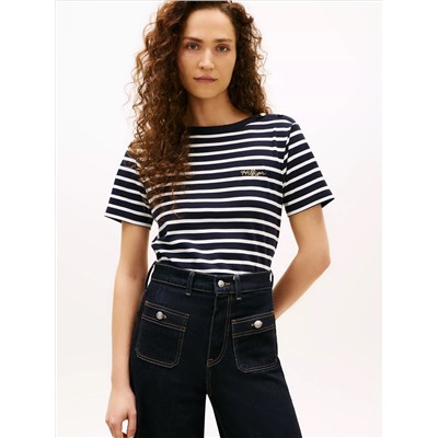 Gold-Button Cotton Interlock T-Shirt