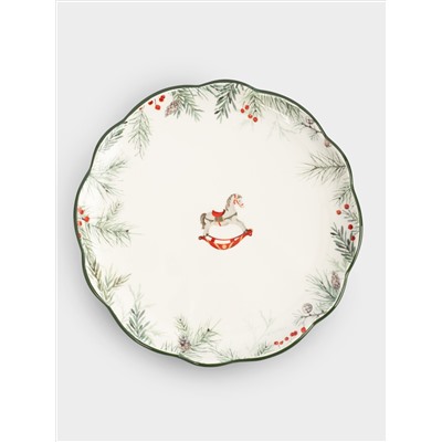 Тарелка обеденная, 24 см, керамика D, зеленая, Лошадка, Festival