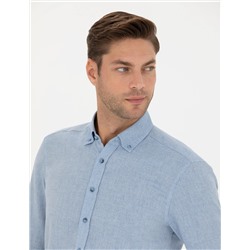 Mavi Slim Fit Uzun Kollu Gömlek