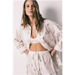 Pantalón largo 100% algodón estampado floral